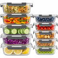 10 Sets 36 oz & 12 oz Glass Food Storage Containers with Lids, Gray Y1508