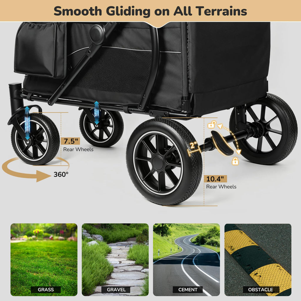 Large Dog Stroller with Walk-in Ramp, up to 110 lbs V733311