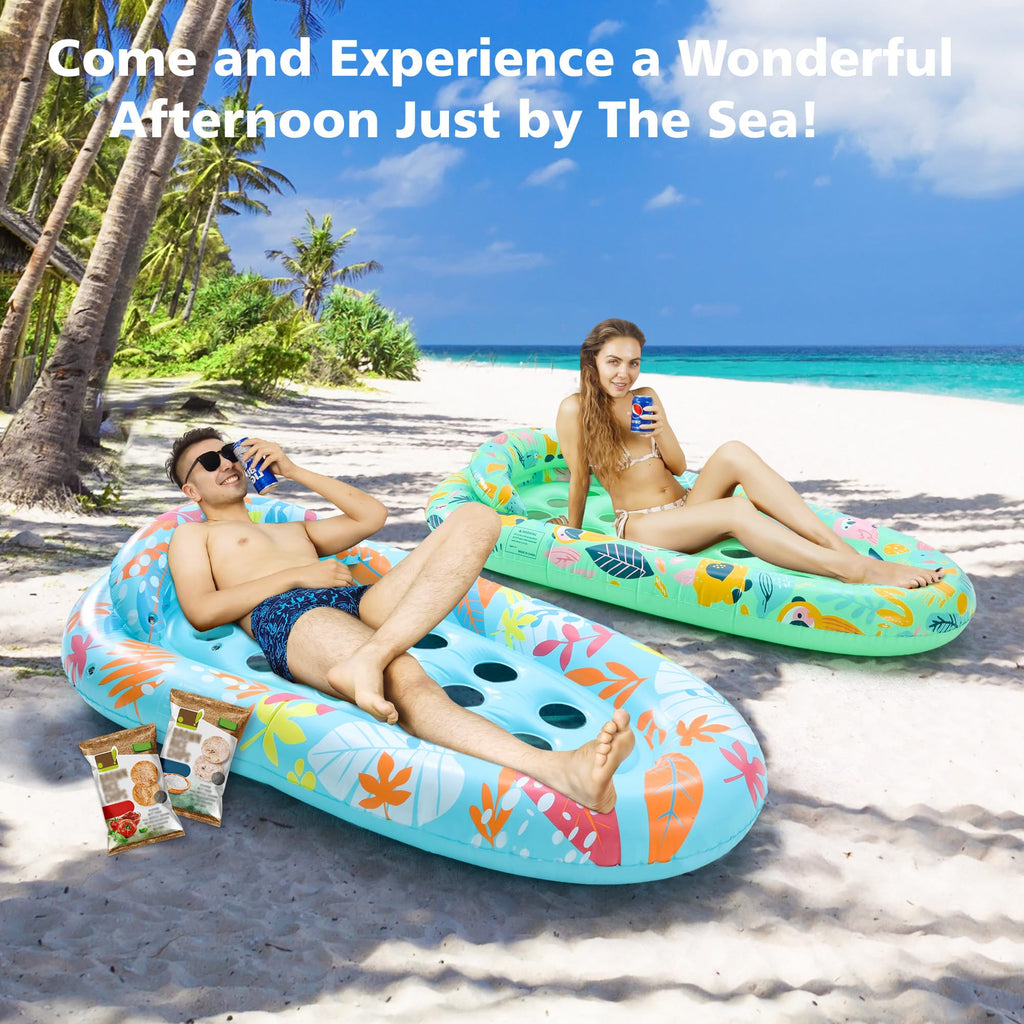4 Pack Inflatable Pool Float Lounger with Headrest S571885