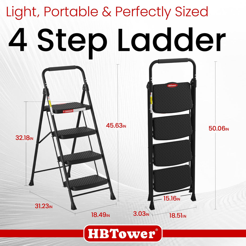 4 Step Ladder Foldable with Wide Anti-Slip Pedal O805343