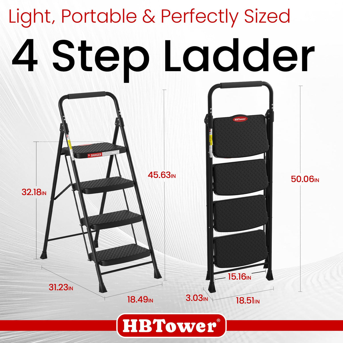 4 Step Ladder Foldable with Wide Anti-Slip Pedal O805343