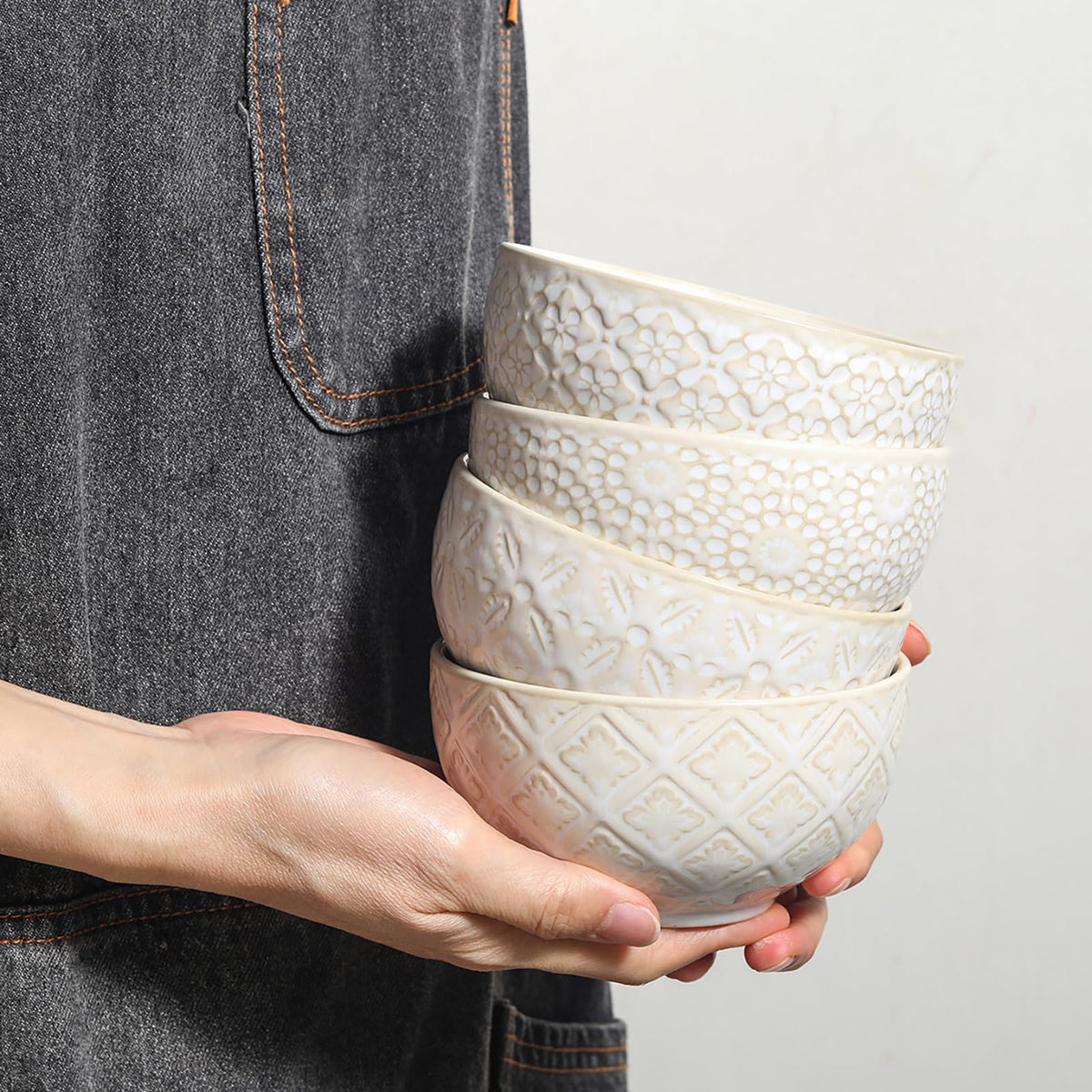 26 Oz Ceramic Soup Bowls Set of 4, 6 inch Q940