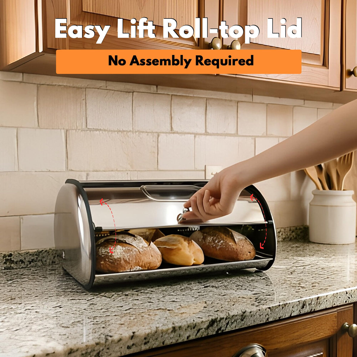 Large Stainless Steel Bread Box with Window & Air Vents B96812