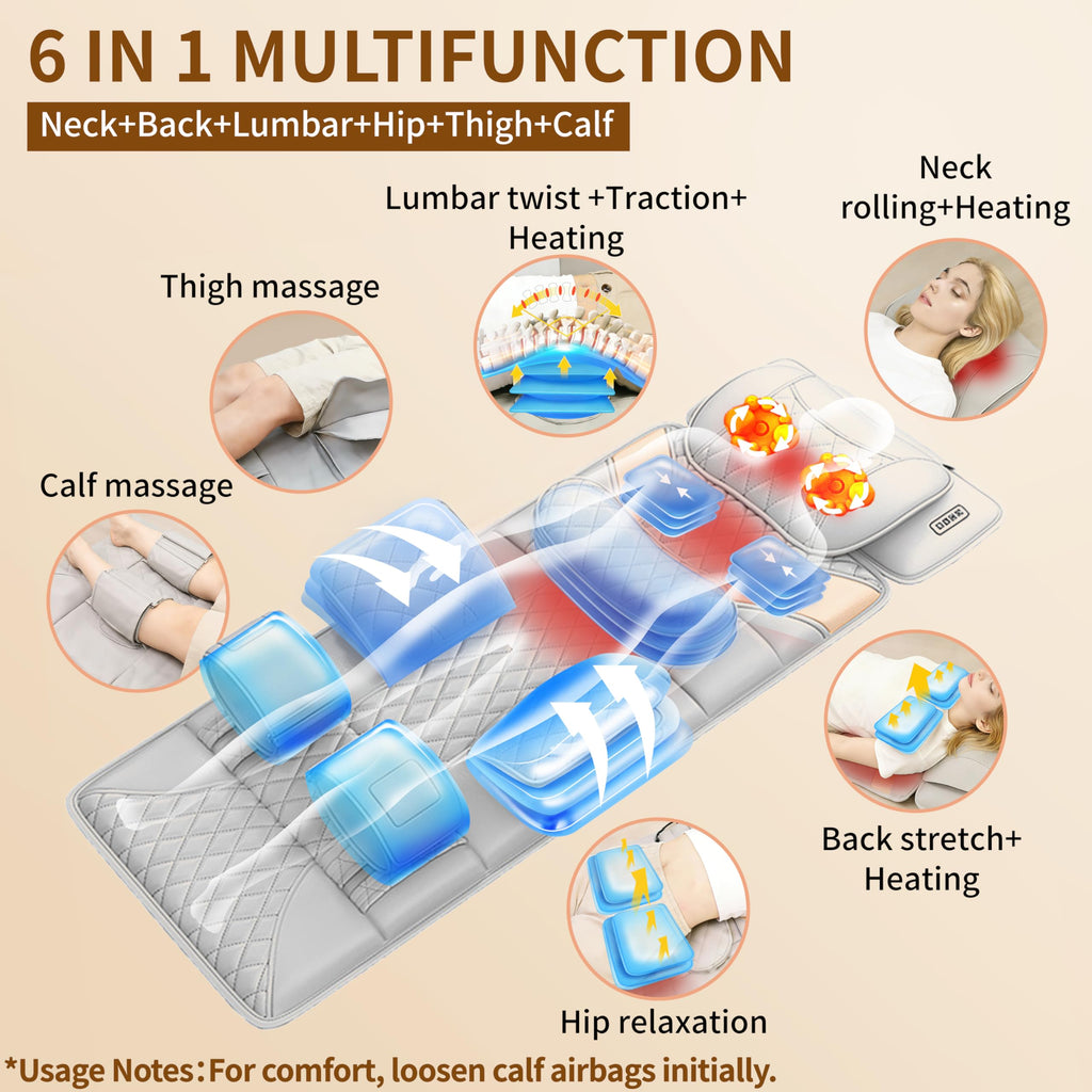 Heated Full Body Massage Mat with Movable Shiatsu Neck Massager C141460