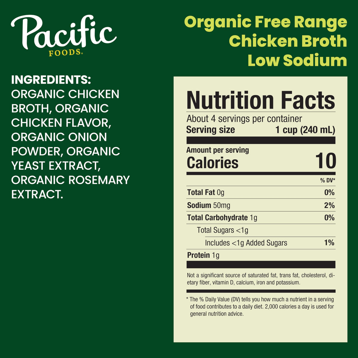 Low Sodium Organic Chicken Broth 4 Count 8 Fl Oz N1227