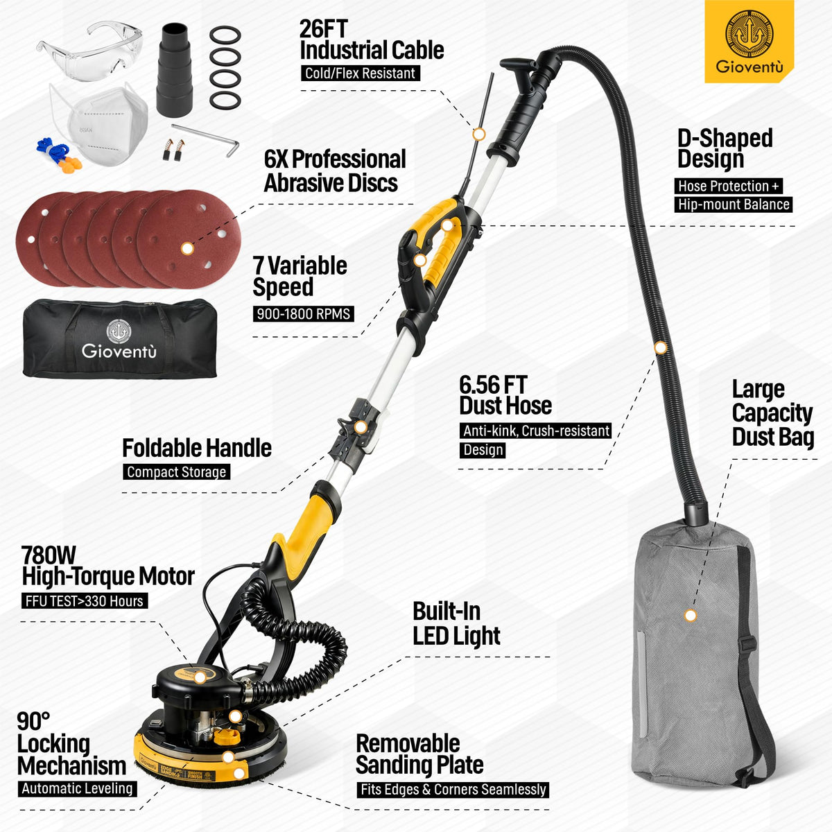 Electric Drywall Sander with Vacuum P818