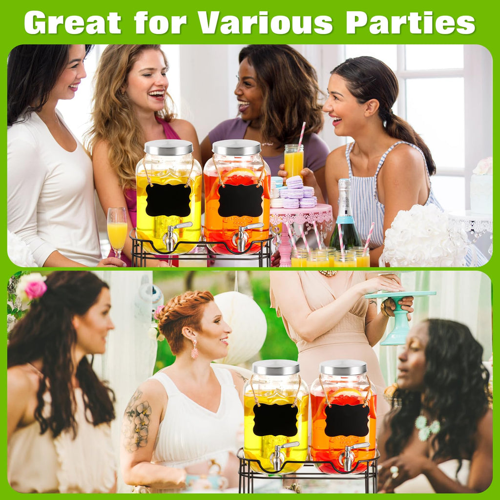 2 Pack 1 Gallon Glass Drink Dispenser with Stand G82256
