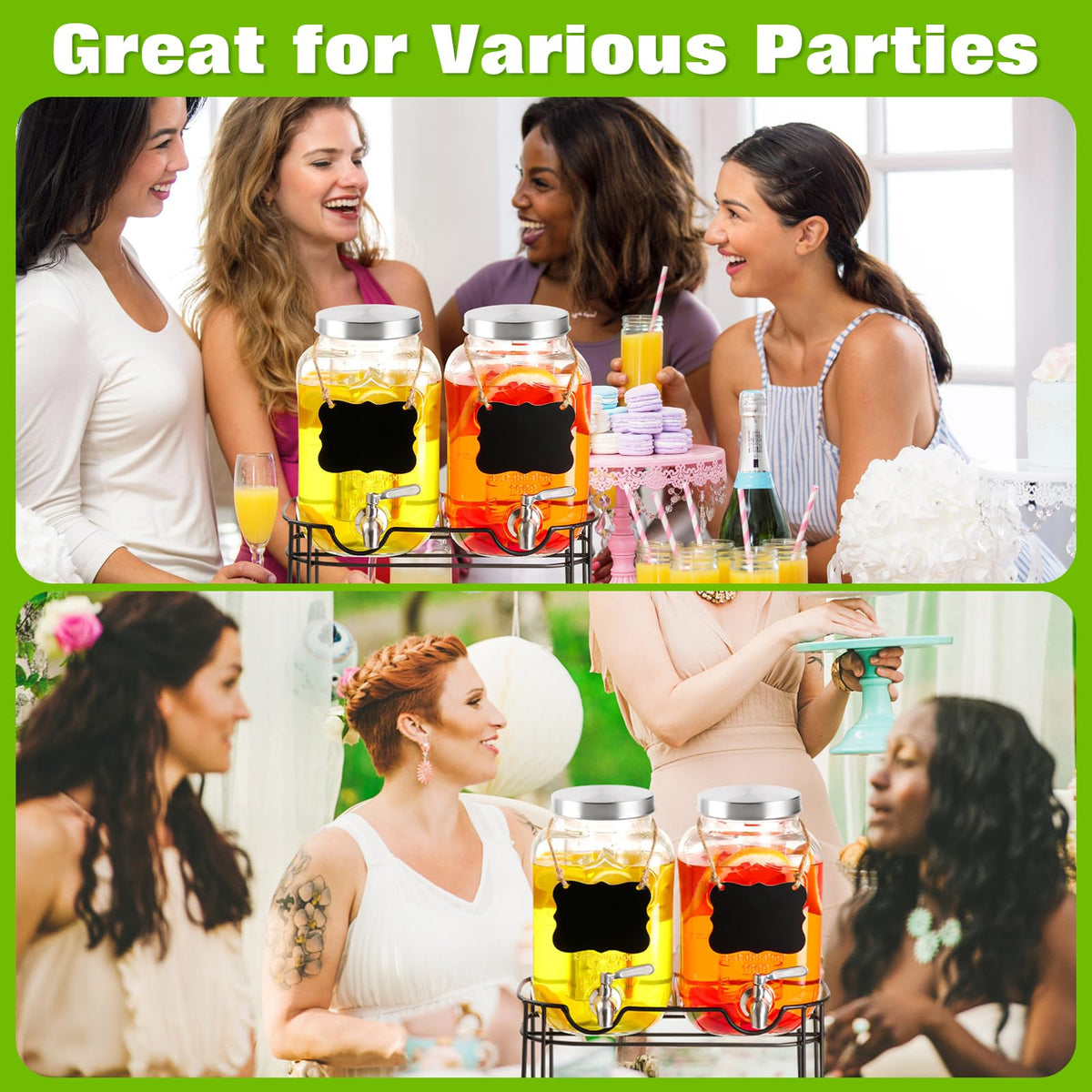 2 Pack 1 Gallon Glass Drink Dispenser with Stand G82256