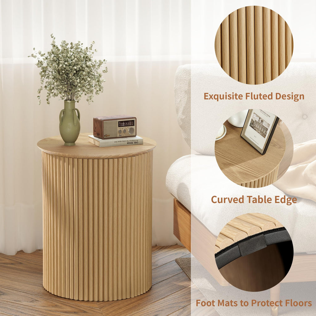 Small Round Wood Side Table Set of 2 R54511