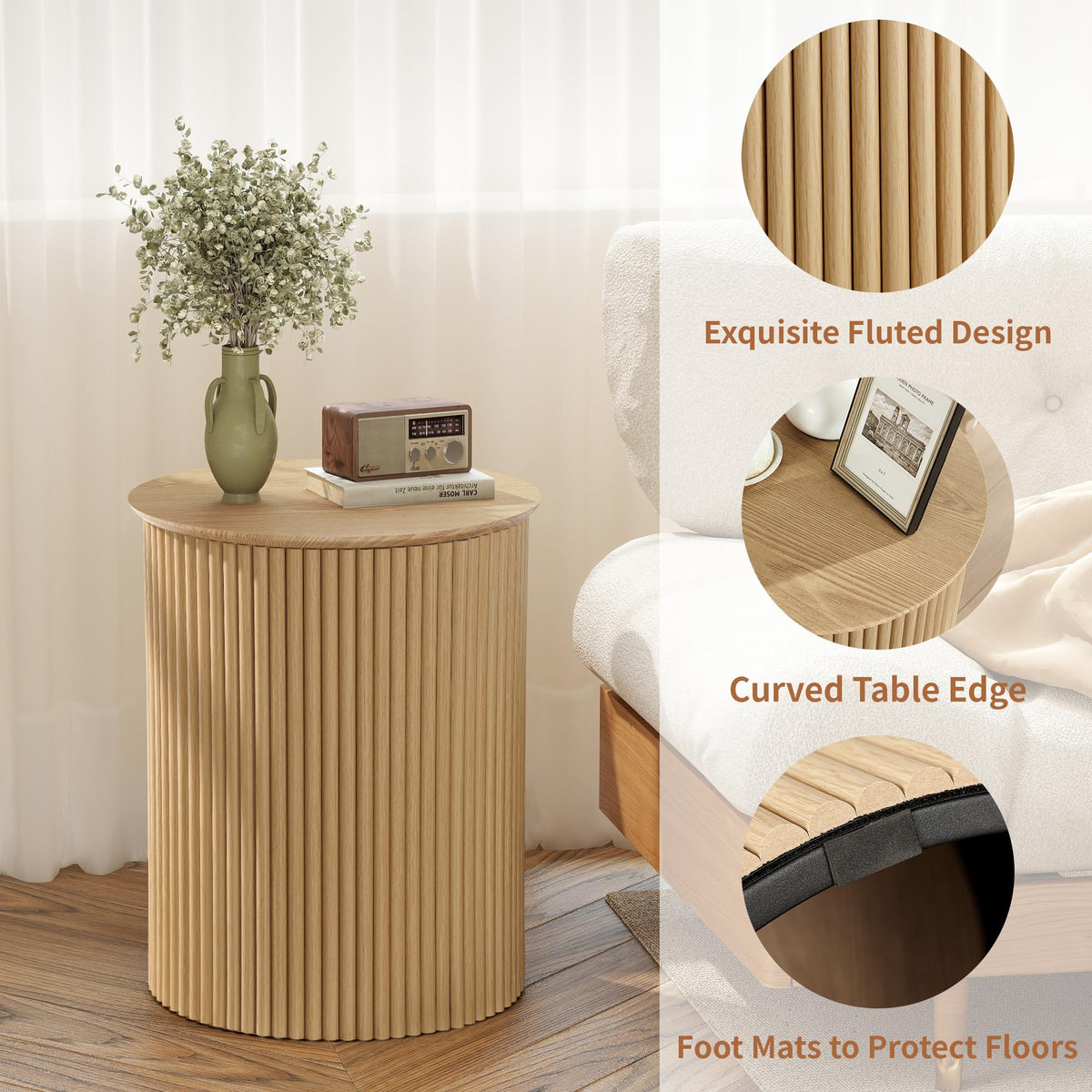 Small Round Wood Side Table Set of 2 R54511