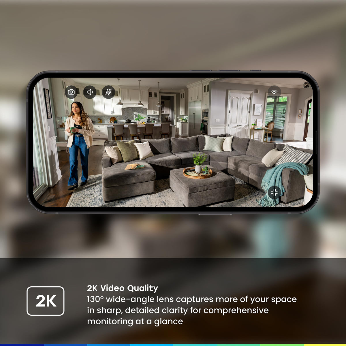 2K Smart Wi-Fi Indoor Security Camera with Night Vision F48136