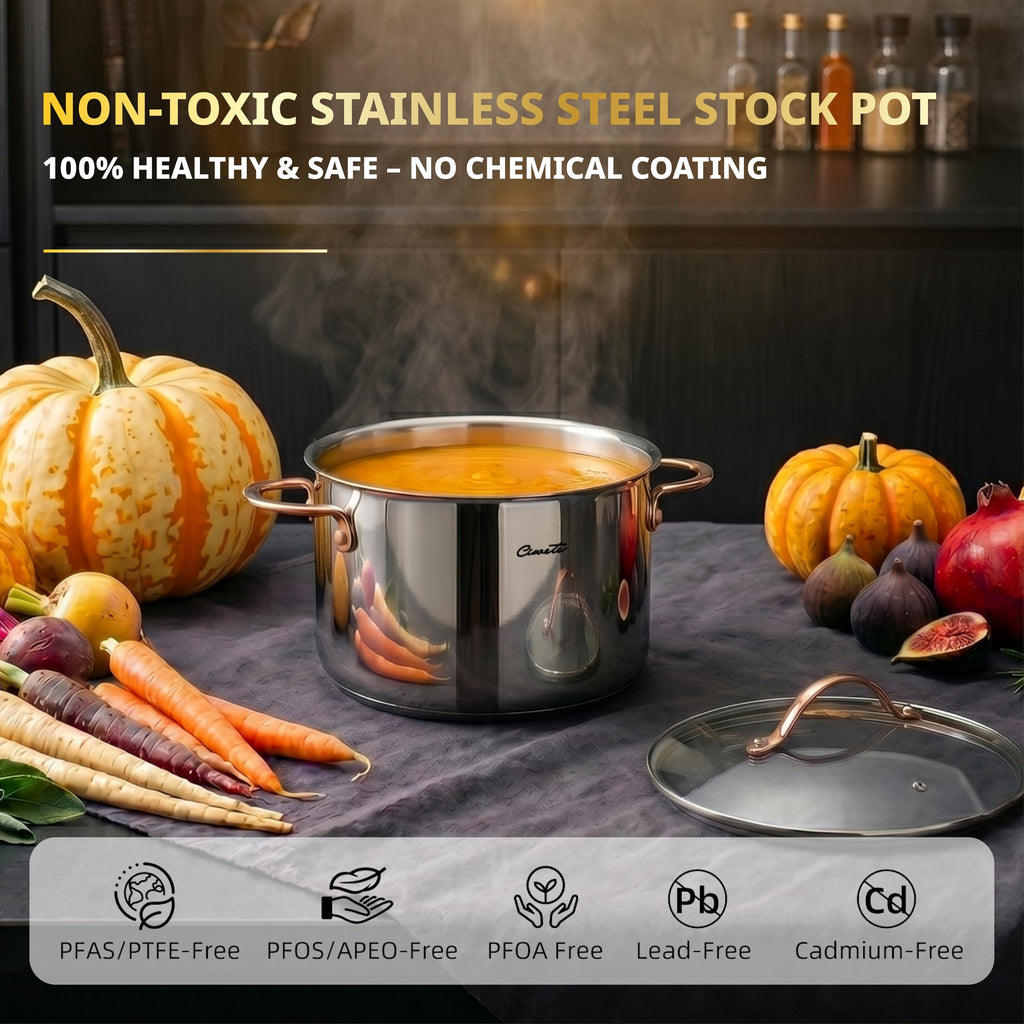 8 Quart 3 Ply Stainless Steel Stock Pot with Lid V824404