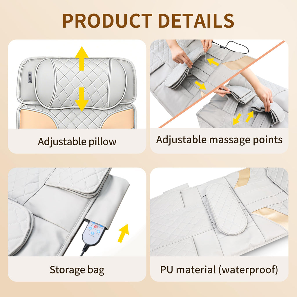 Heated Full Body Massage Mat with Movable Shiatsu Neck Massager C141460