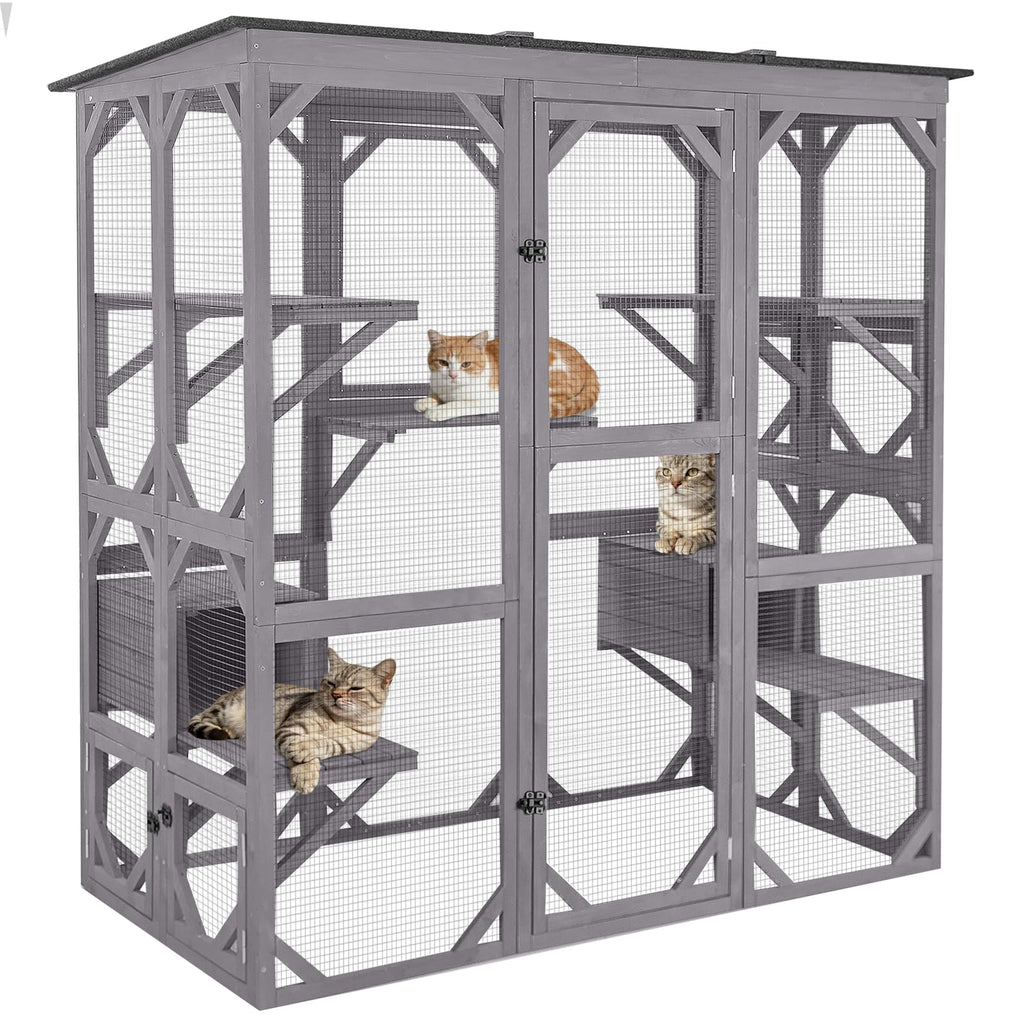 Outdoor Cat Enclosure with 7 Platforms and 2 Resting Boxes G122