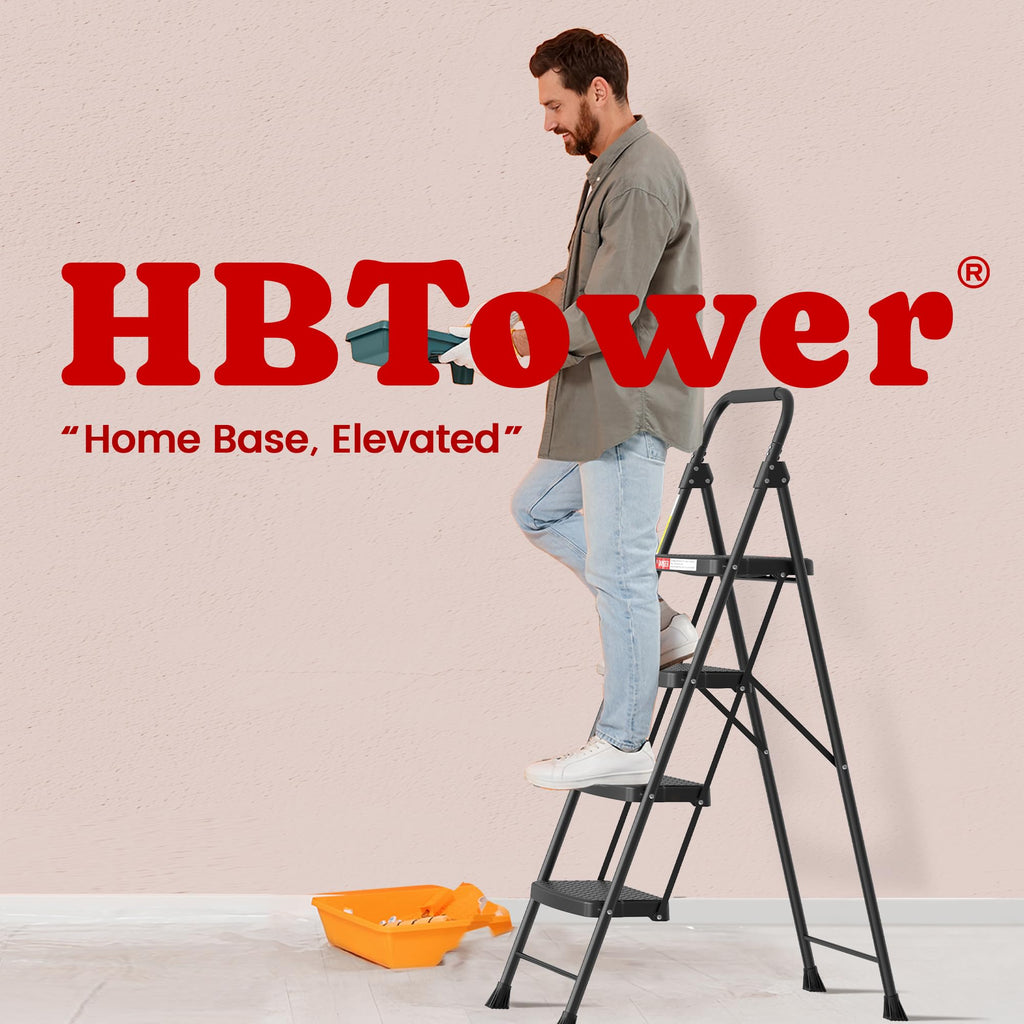 4 Step Ladder Foldable with Wide Anti-Slip Pedal O805343