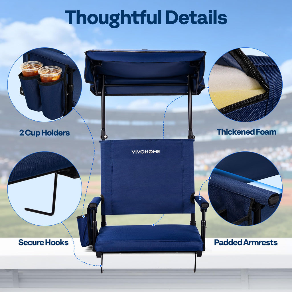 Stadium Seat with Sunshade Canopy and Back Support L462271