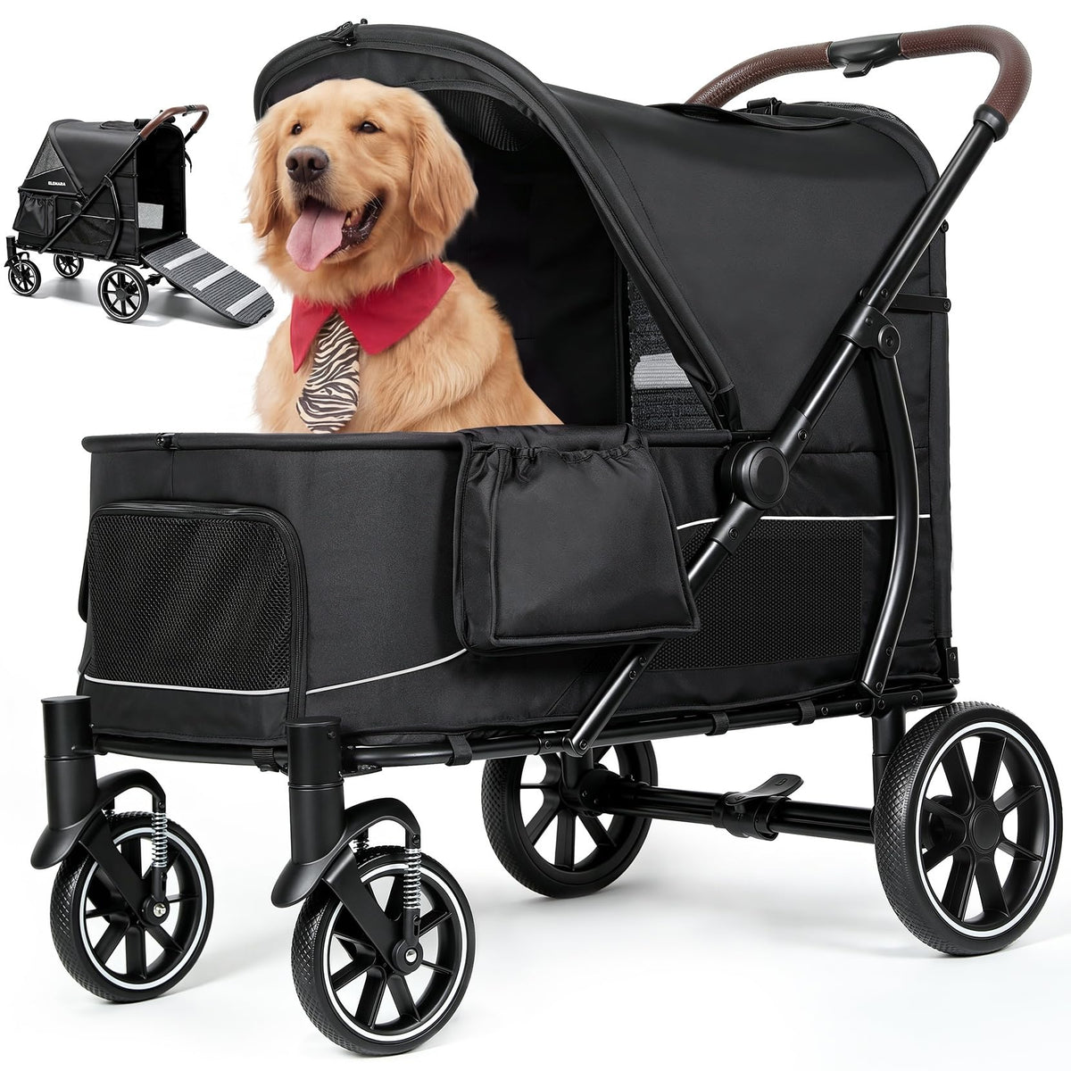 Large Dog Stroller with Walk-in Ramp, up to 110 lbs V733311