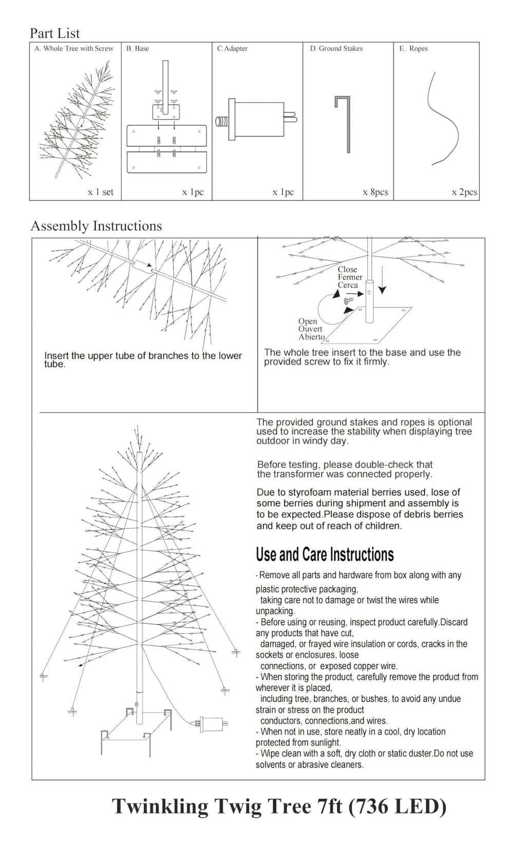 7 Feet 736L LED Artificial Christmas Tree Warm White S848