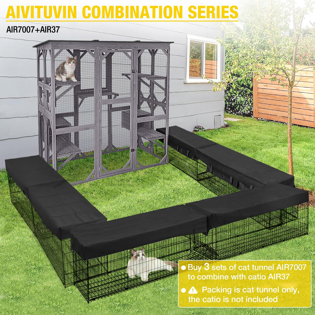 Outdoor Cat Enclosure with 7 Platforms and 2 Resting Boxes G122