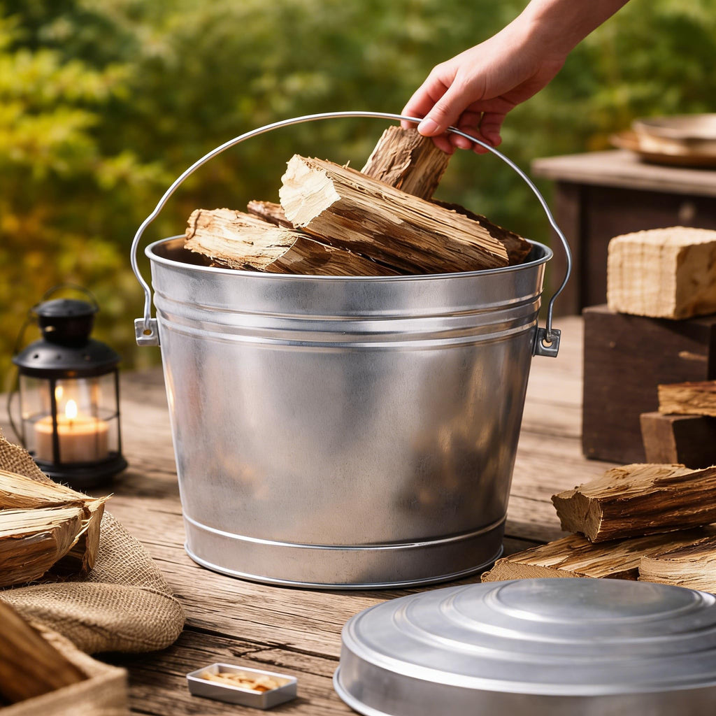 6 Gallon Galvanized Metal Trash Can with Lid E158910