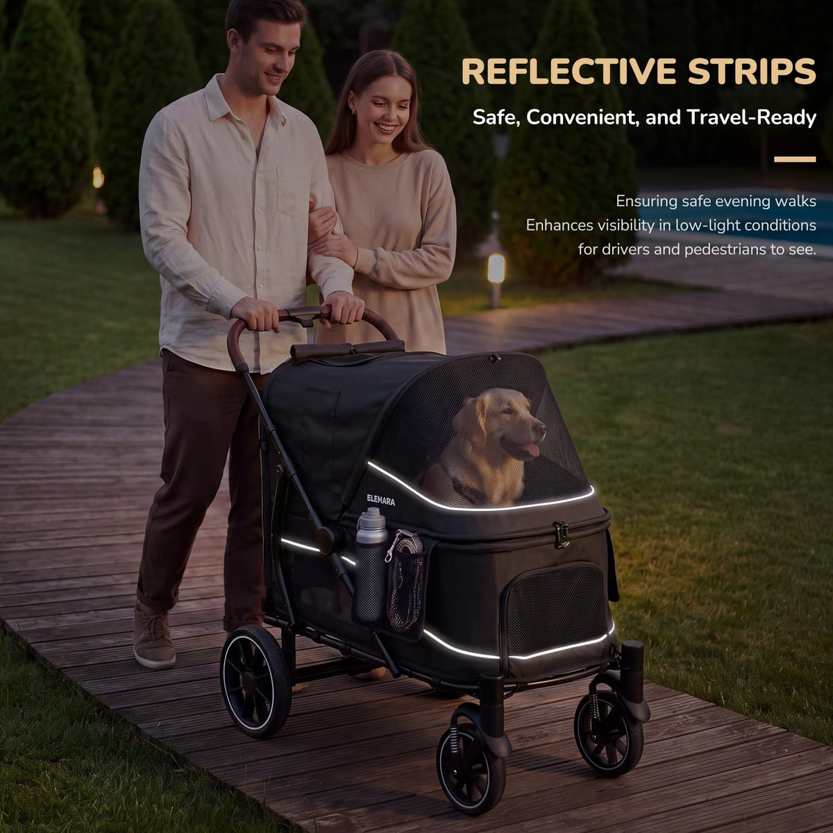 Large Dog Stroller with Walk-in Ramp, up to 110 lbs V733311