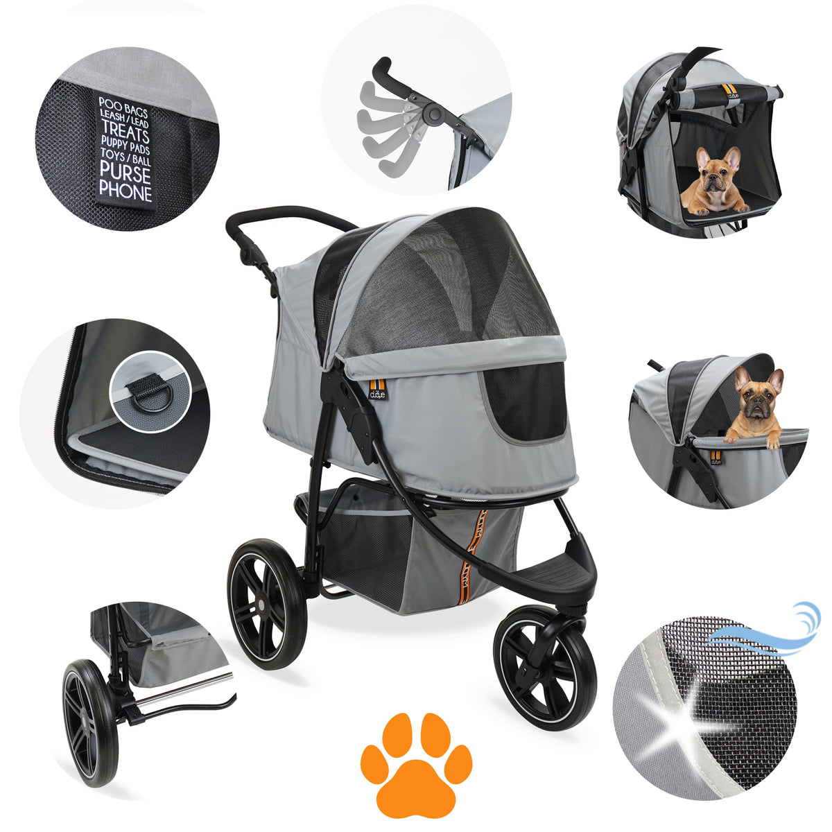 Dog & Pet Buggy, Holds up to 32 kg, Easy Fold G56313
