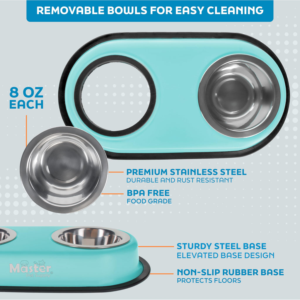 Double Dog Bowls Set with Elevated Base X815