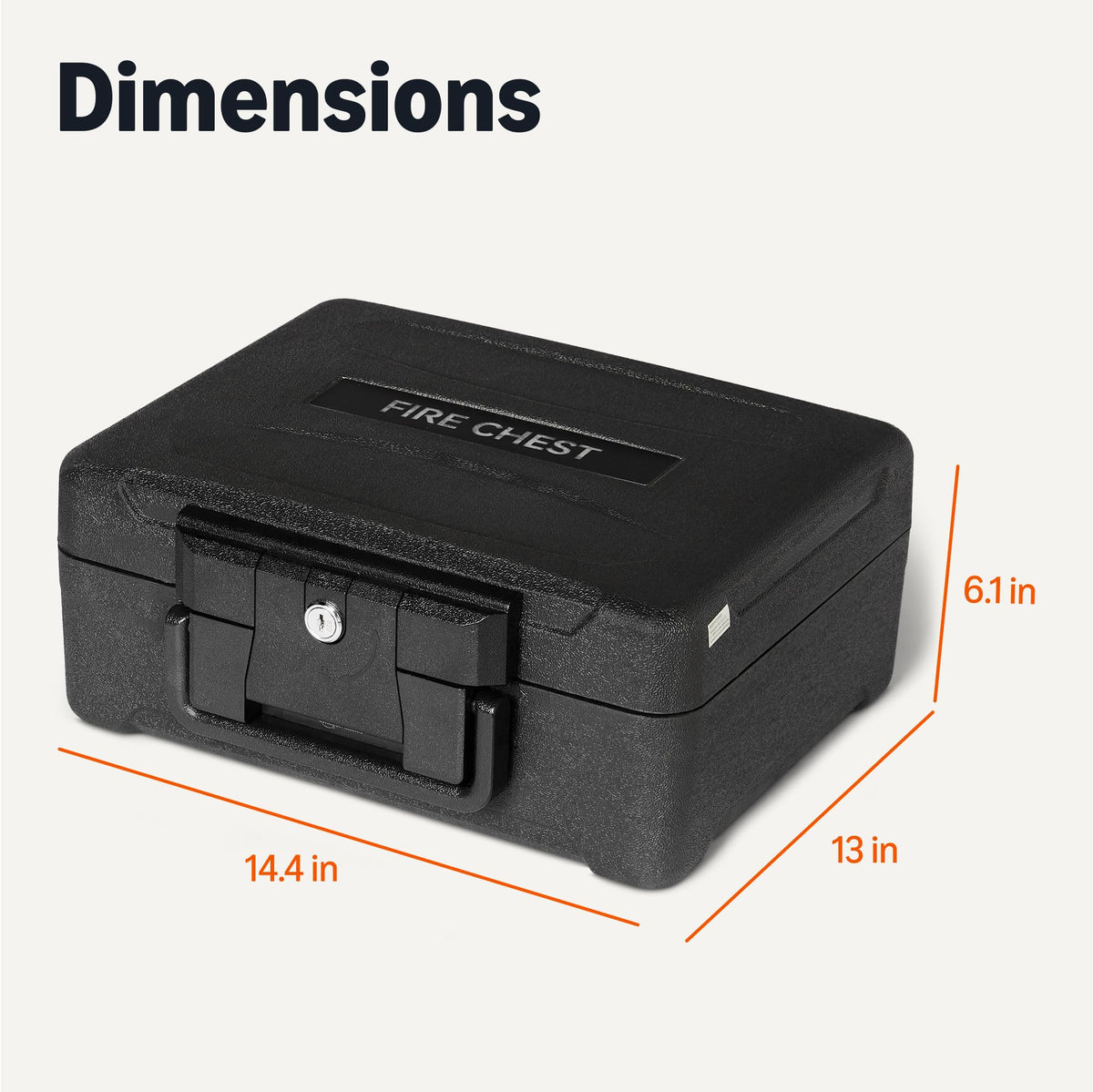 Fire-Resistant Waterproof Fire Chest with Mechanical Key, 0.22 cu. ft, Black Q8448
