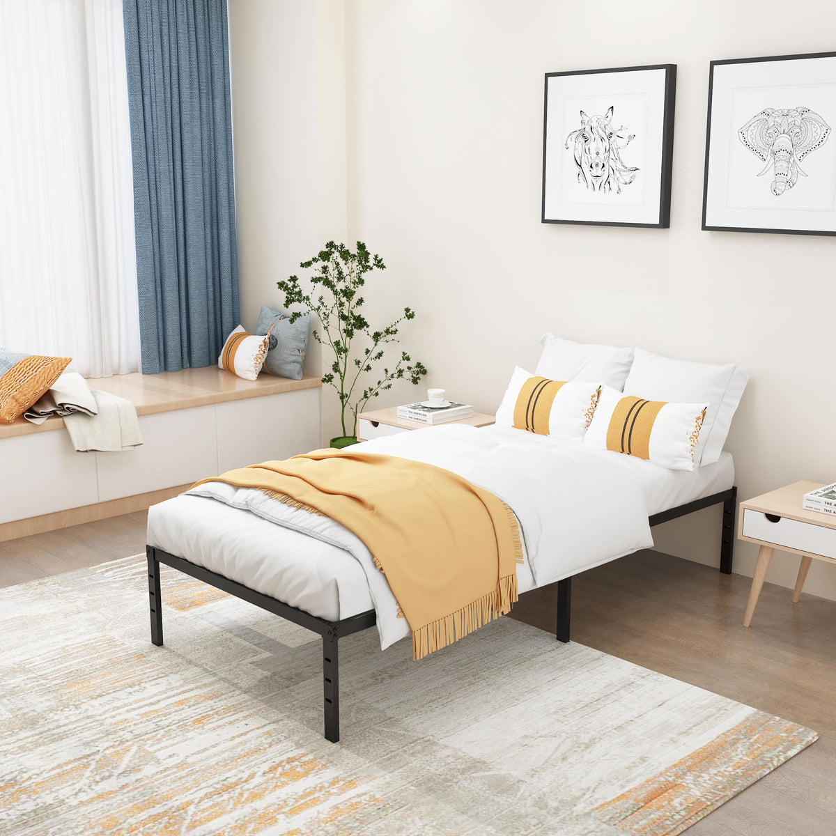 Twin XL 18 Inch Metal Platform Bed Frame M58363