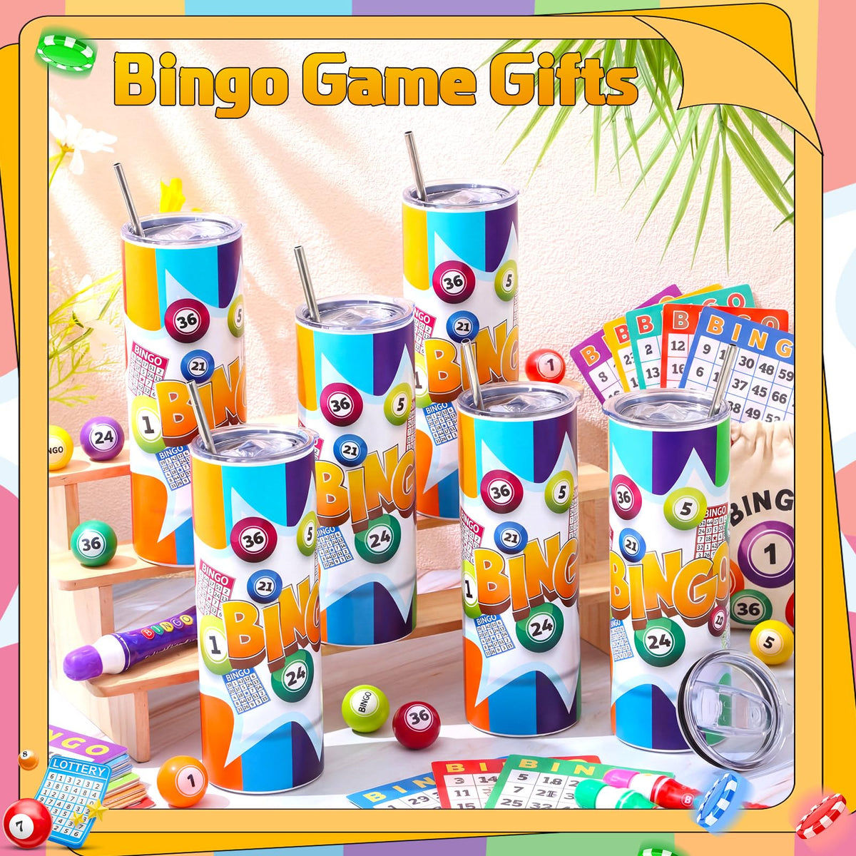 6 Packs 20 oz Bingo Tumbler Cups Z709684