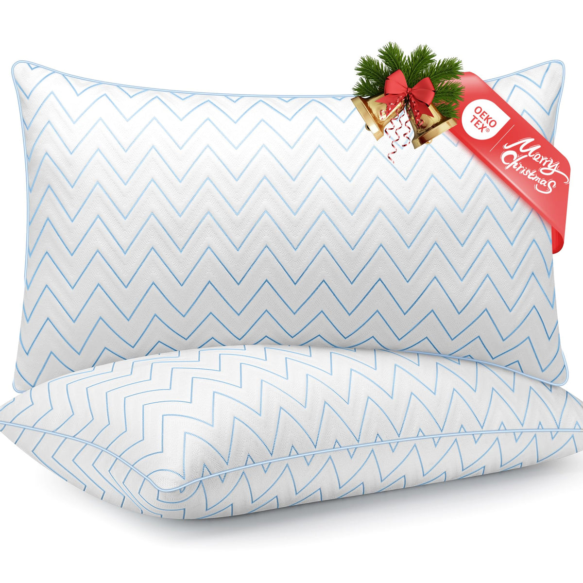 King Size Set of 2 Medium Firm Microfiber Bed Pillows V540962