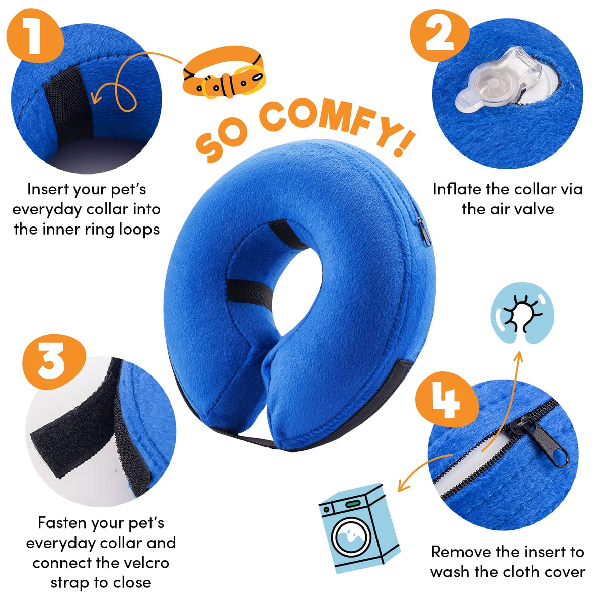 Inflatable Dog Cone Collar Alternative Large Blue Y4024