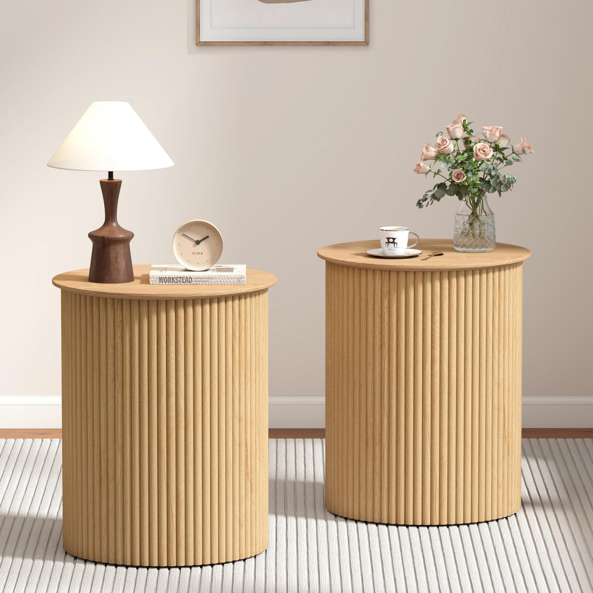 Small Round Wood Side Table Set of 2 R54511