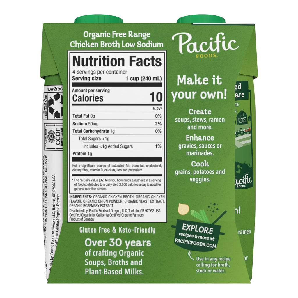 Low Sodium Organic Chicken Broth 4 Count 8 Fl Oz N1227