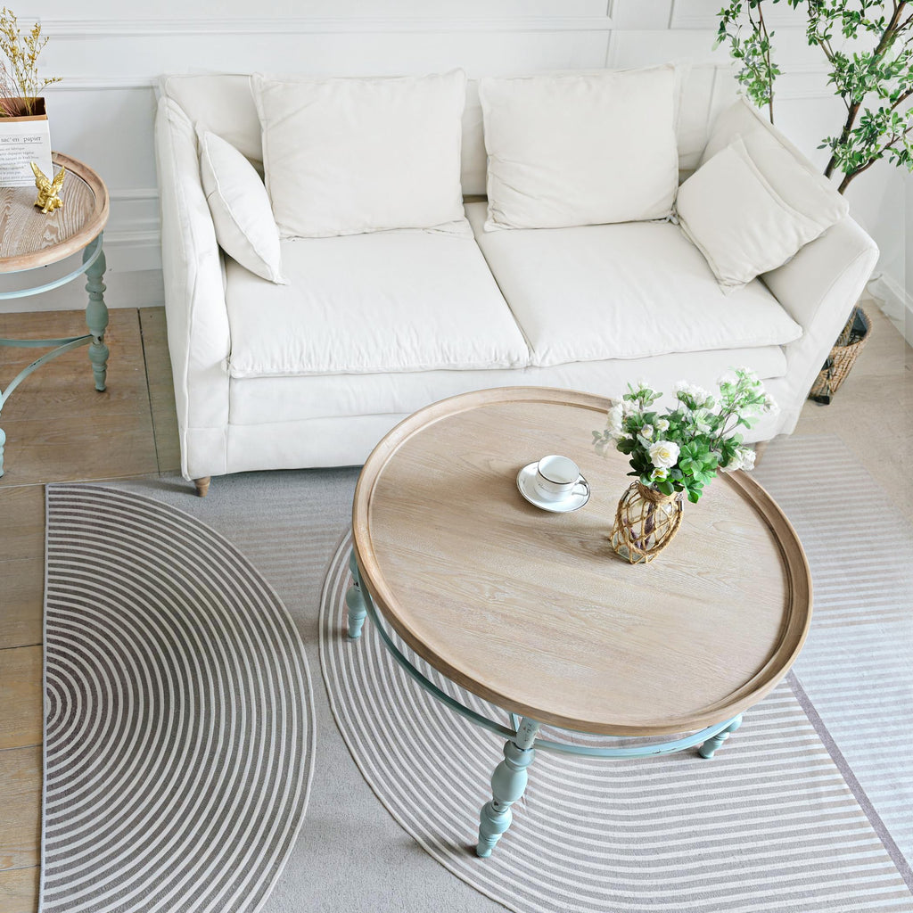 Round Solid Wood Coffee Table with Iron Legs S321122