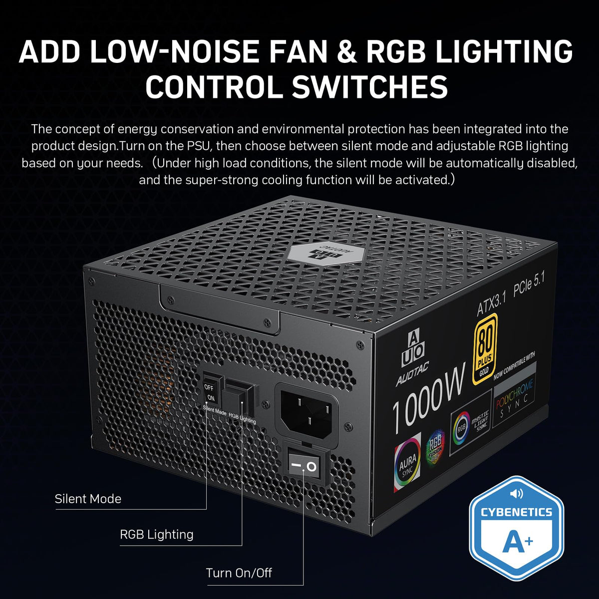 1000W Fully Modular 80+ Gold ATX 3.1 Power Supply M388