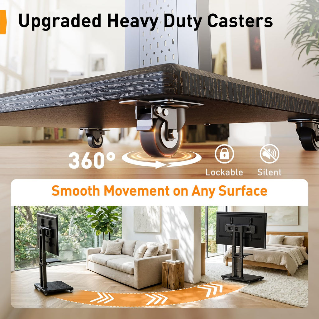 Rolling TV Stand with Pegboard for 32–86 inch TVs K112