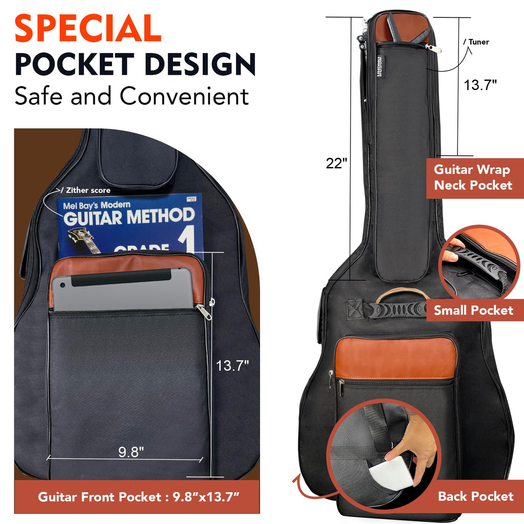 Acoustic Guitar Bag with 0.5-inch Padding (Black) T4659