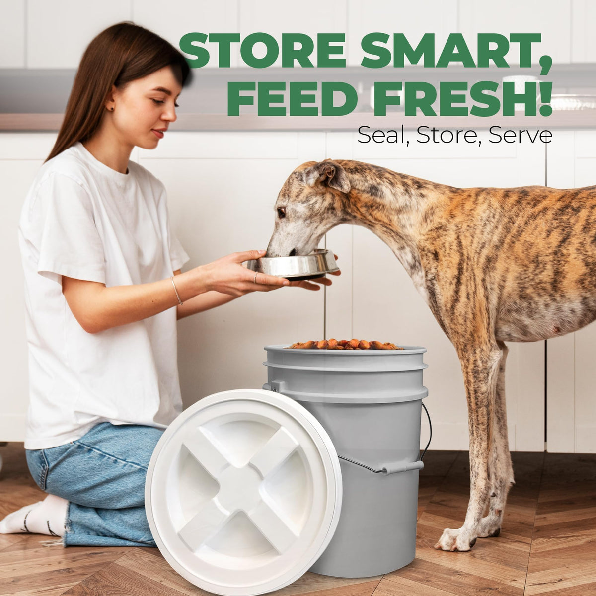 Airtight Pet Food Storage Container 25 lbs Grey G6043