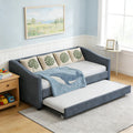 Twin Size Upholstered Daybed Frame with Trundle, Dark Grey S3014