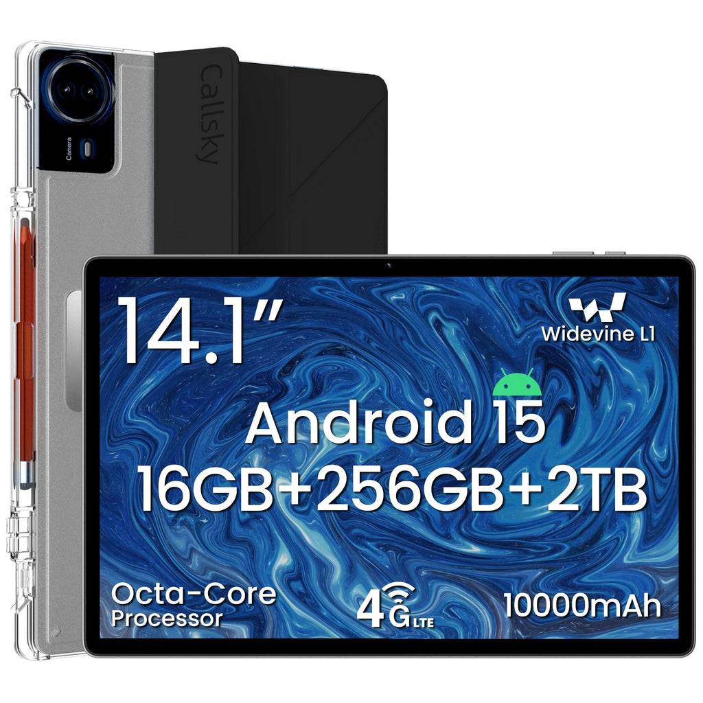 14 Inch Android 15 Tablet, 16GB RAM+256GB ROM, 1920x1200 FHD IPS Display T614416