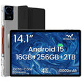 14 Inch Android 15 Tablet, 16GB RAM+256GB ROM, 1920x1200 FHD IPS Display T614416