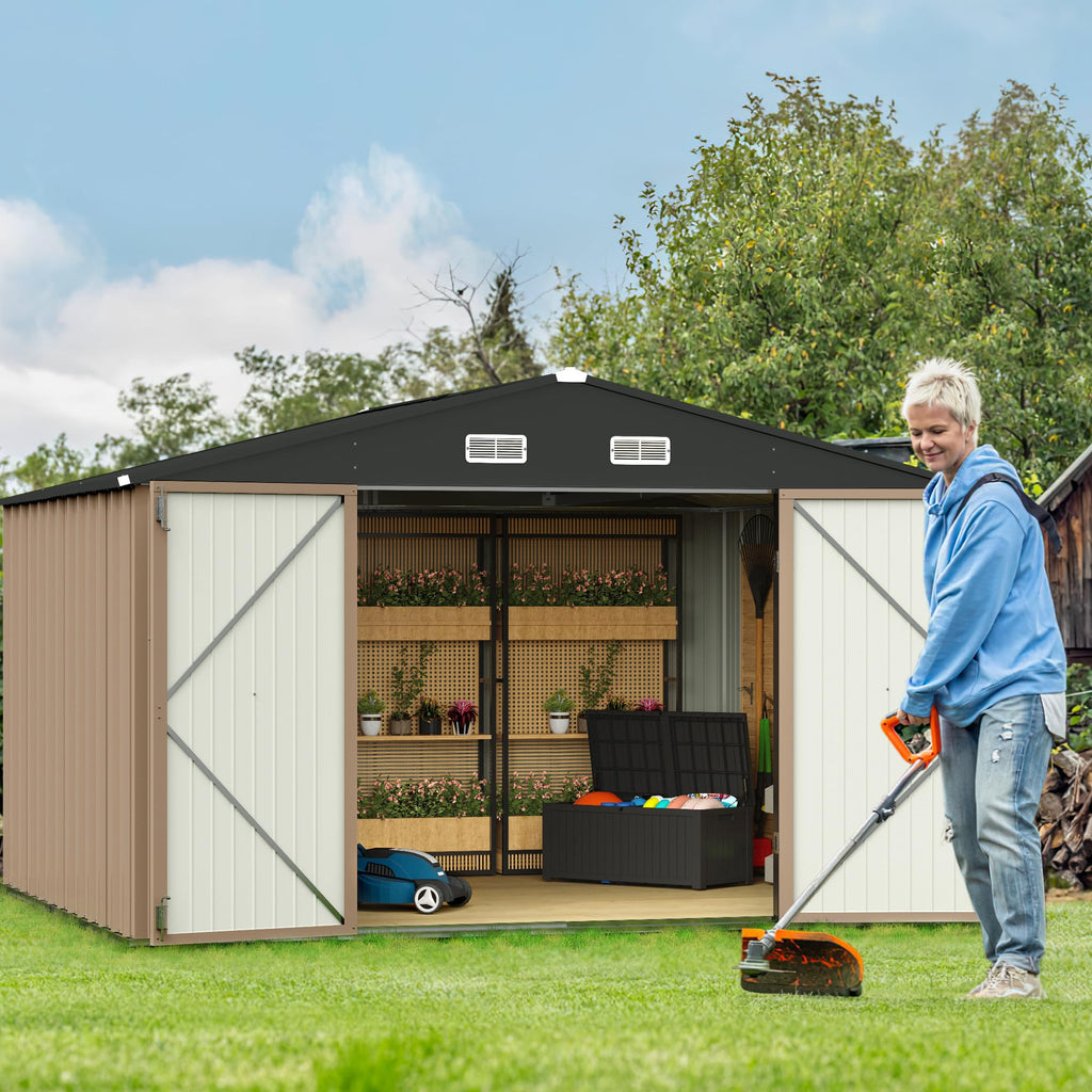 10 x 8 FT Metal Outdoor Storage Shed with Lockable Door K365637