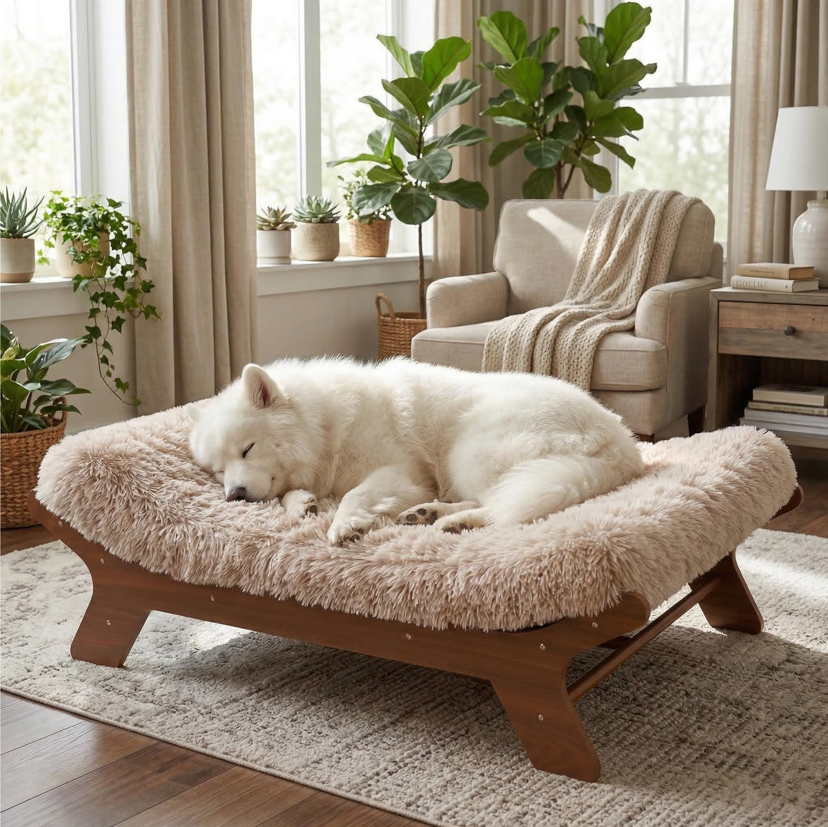 Wood Dog Bed Frame with Foam Mattress Z553