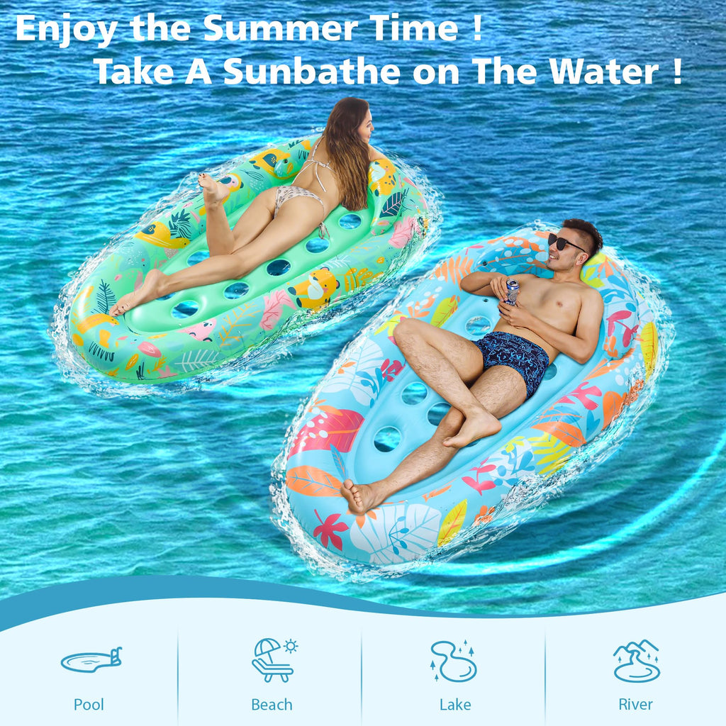 4 Pack Inflatable Pool Float Lounger with Headrest S571885
