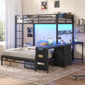 Black Twin Over Full Bunk Bed with Desk and Storage Drawers D83141