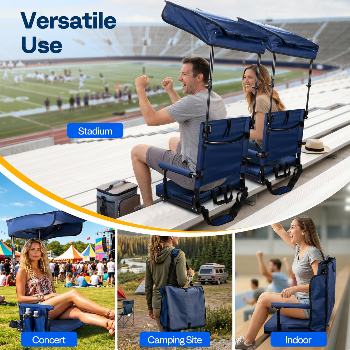 Stadium Seat with Sunshade Canopy and Back Support L462271