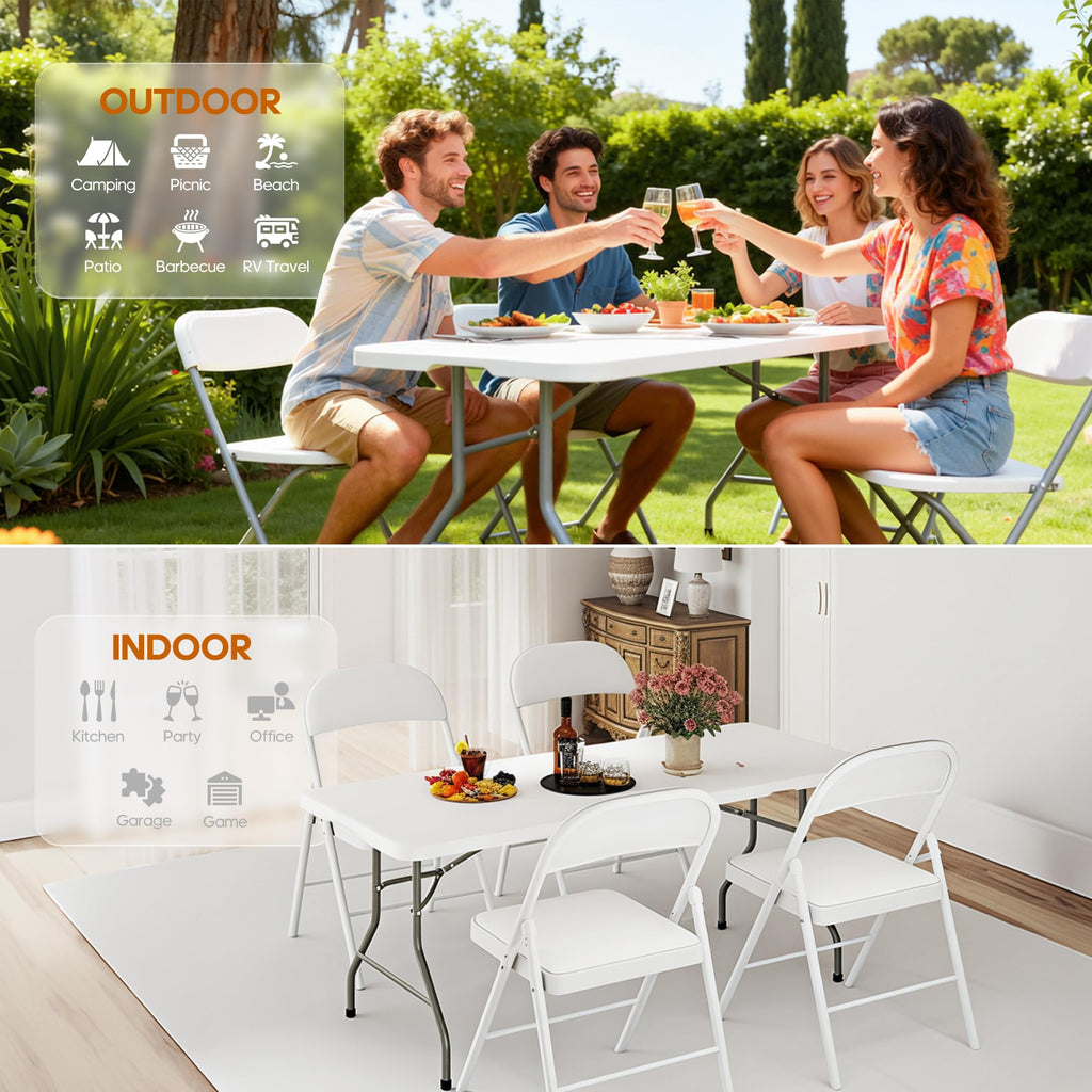 6ft Heavy Duty Folding Table White O137105