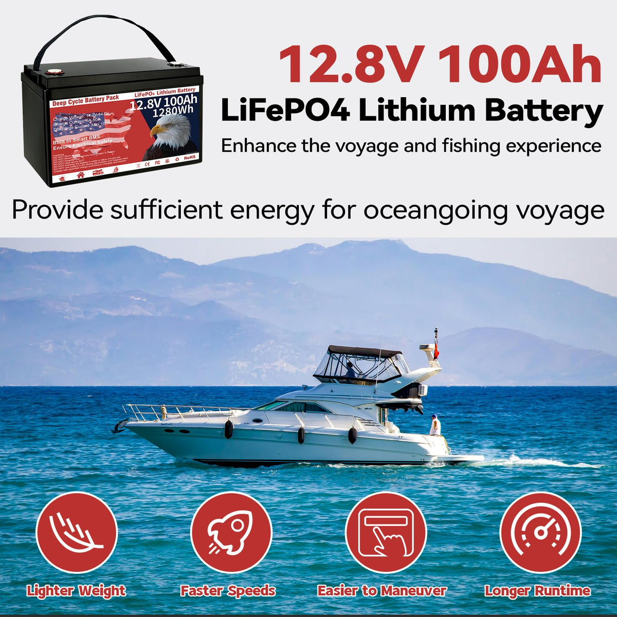 12V 100Ah LiFePO4 Deep Cycle Battery E40793