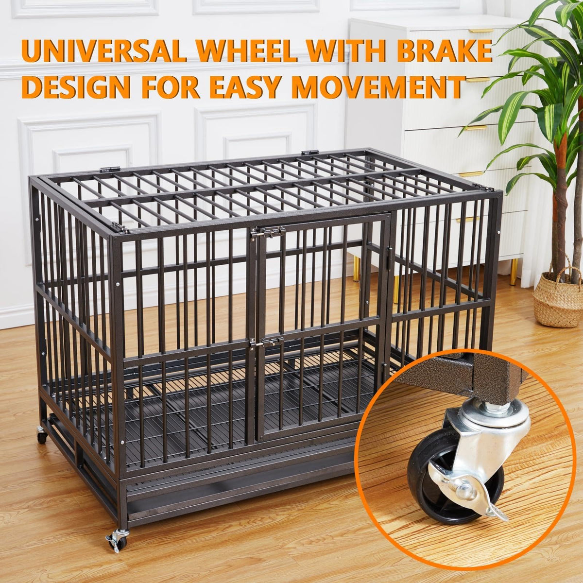 48 in Heavy Duty Dog Crate with Wheel J407864